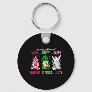 Gnome Happy Valentine St Patrick Easter Happiness Key Ring