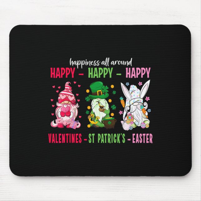 Gnome Happy Valentine St Patrick Easter Happiness  Mouse Mat (Front)