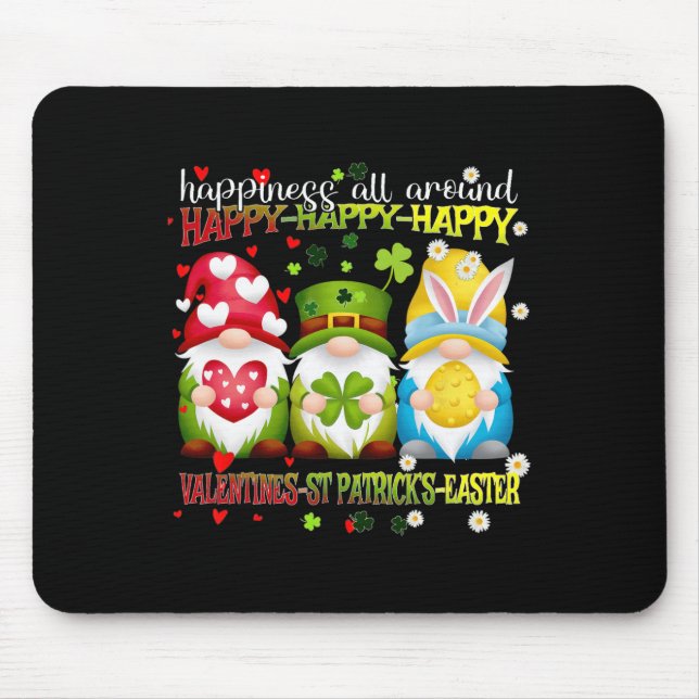 Gnome Happy Valentine St Patrick Easter Happiness  Mouse Mat (Front)