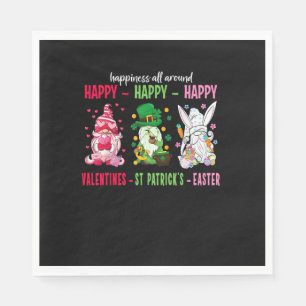 Gnome Happy Valentine St Patrick Easter Happiness Napkin