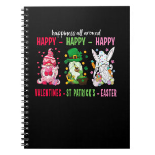 Gnome Happy Valentine St Patrick Easter Happiness Notebook