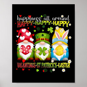Gnome Happy Valentine St Patrick Easter Happiness Poster