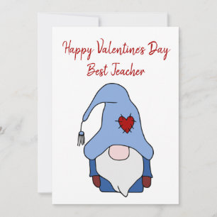 Gnome Happy Valentine's Day Best Teacher Holiday Card
