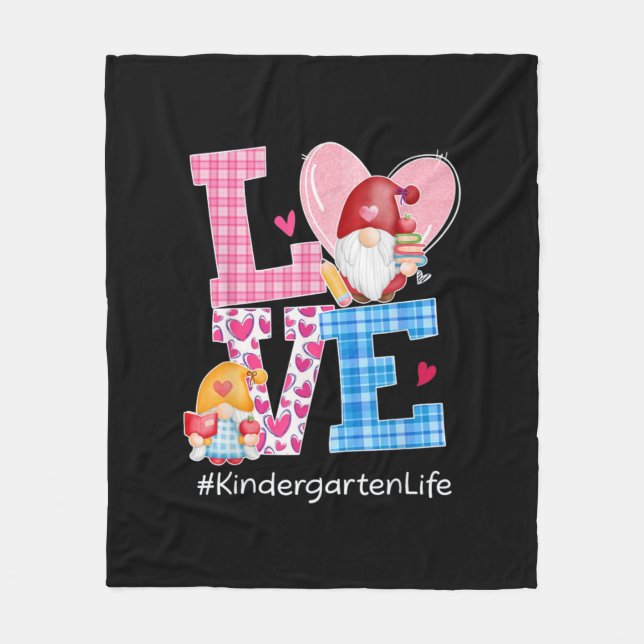 Gnome Hearts Love Kindergarten Fleece Blanket (Front)