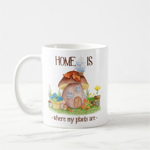 Gnome home mushroom plants flowers garden coffee mug