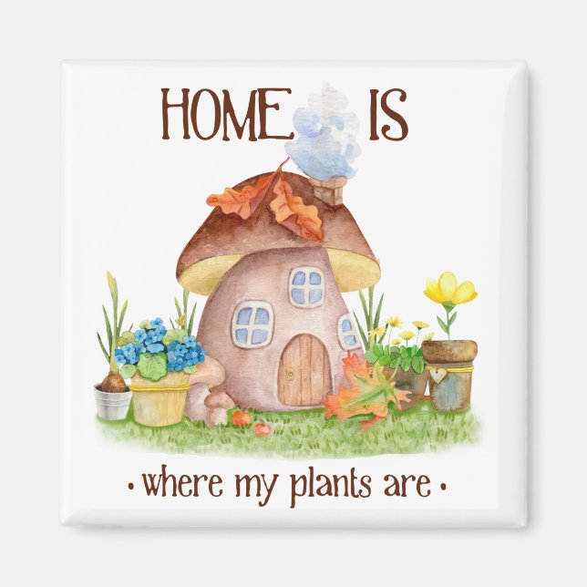 Gnome home mushroom plants flowers garden  magnet (Front)