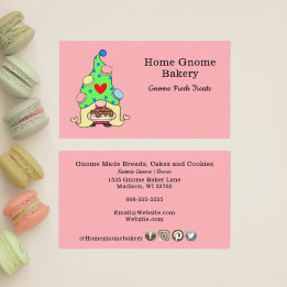Gnome Hometown Bakery Pastry Cakes & Sweet Pink Business Card