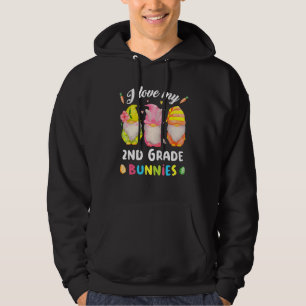 Gnome I Love My 2nd Grade Bunnies Teacher Funny Ea Hoodie