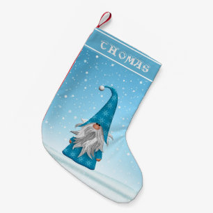 Gnome in Blue Suit Small Christmas Stocking