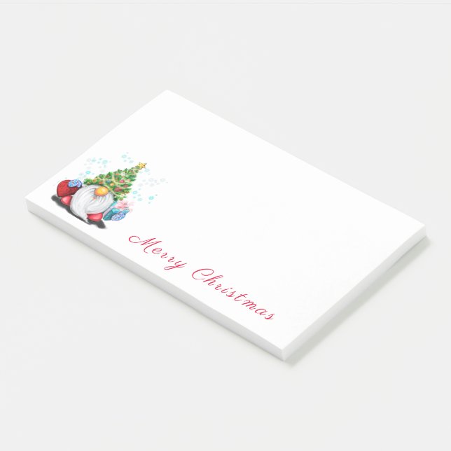 Gnome in Christmas Tree Hat Post it Notes (Angled)