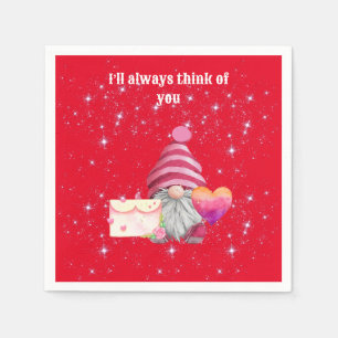 Gnome in love with rainbow heart napkin