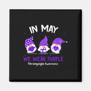 Gnome In May We Wear Purple Ribbon Fibromyalgia Aw Magnet