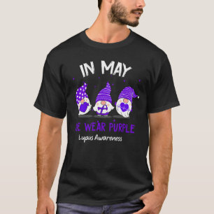 Gnome In May We Wear Purple Ribbon Lupus Awareness T-Shirt