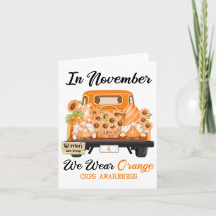 Gnome In November We Wear Orange Ribbon Crps Aware Card