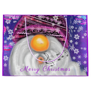 Gnome In Purple Hat Sings A Christmas Song  Large Gift Bag