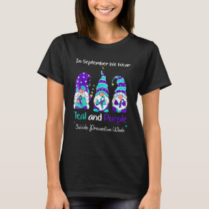 Gnome In September We Wear Teal And Purple Suicide T-Shirt