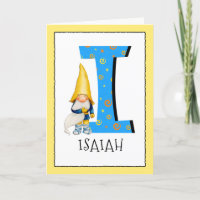 Gnome Kids Letter I Name and Age Birthday Greeting