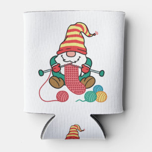 Gnome Knitting Cute Knitter Gift Nordic Gnomes Can Cooler