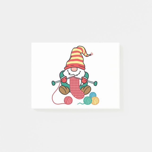 Gnome Knitting Cute Knitter Gift Nordic Gnomes Post-it Notes (Front)
