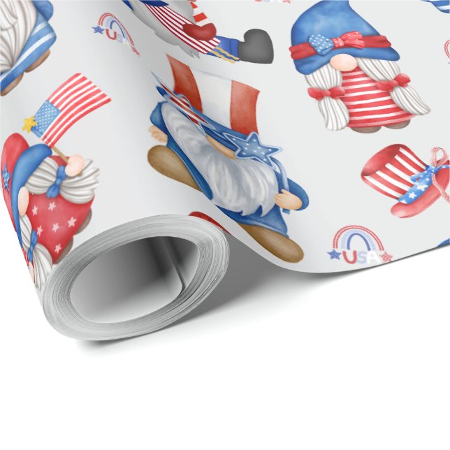 Gnome Labor Day America Celebration Day  Wrapping Paper (Roll Corner)
