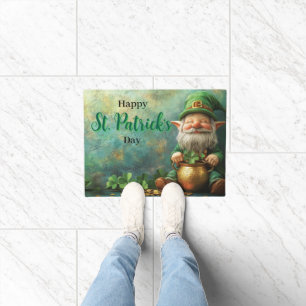 Gnome Leprechaun and Pot of Gold St. Patrick's Day Doormat