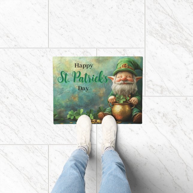 Gnome Leprechaun and Pot of Gold St. Patrick's Day Doormat (Indoor)