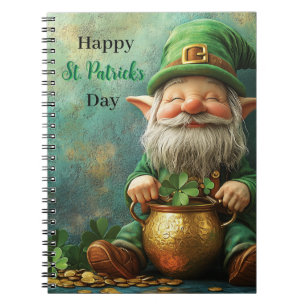 Gnome Leprechaun and Pot of Gold St. Patrick's Day Notebook