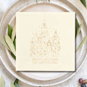 Gnome Let It Snow Christmas Holidays Personalised Foil Napkins