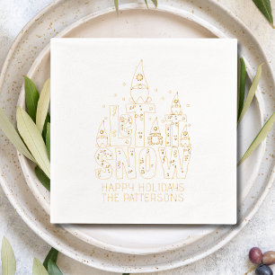 Gnome Let It Snow Christmas Holidays Personalised Foil Napkins