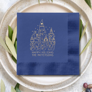 Gnome Let It Snow Christmas Holidays Personalised Foil Napkins