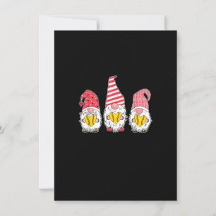 Gnome Love Softball Heart Leopard Plaid Christmas  Invitation