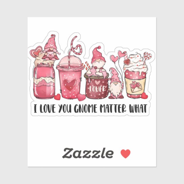Gnome Love You Pink Red Coffee Valentine's (Sheet)