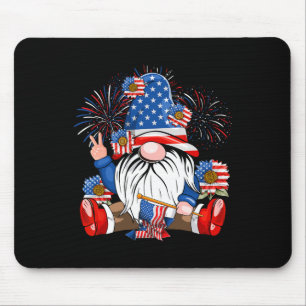 Gnome Lovers American Flag Independence Day 4th Of Mouse Mat