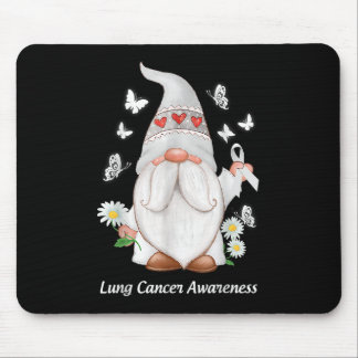 Gnome Lung Cancer Awareness With White Ribbon Gift Mouse Mat
