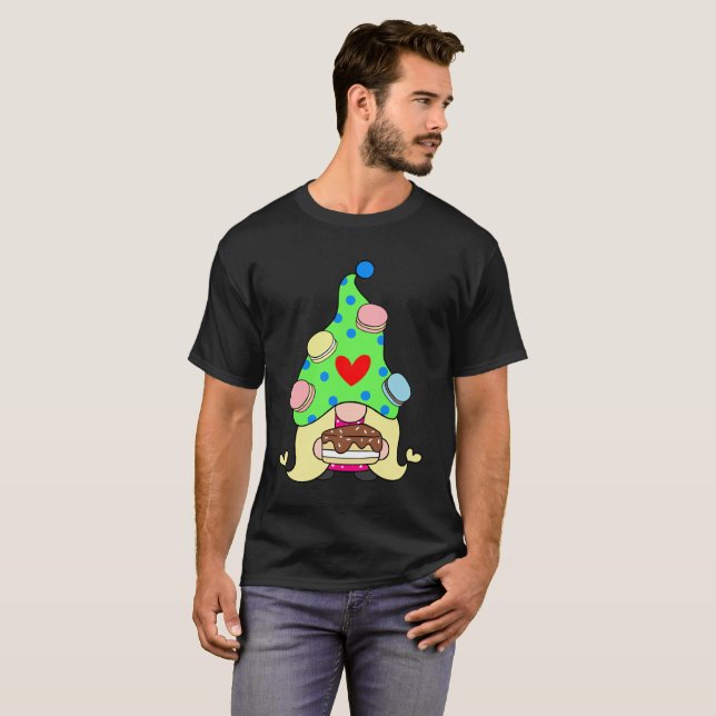 Gnome Macaron Cookies Hat and Cake Unisex T-Shirt (Front Full)
