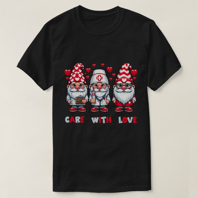 Gnome Medical Trio: Care with Love T-Shirt (Design Front)