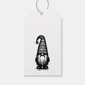 Gnome Merry Christmas Black & White Cute Doodle Gift Tags