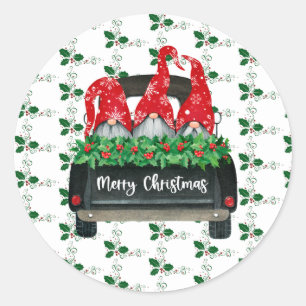 Gnome Merry Christmas    Classic Round Sticker