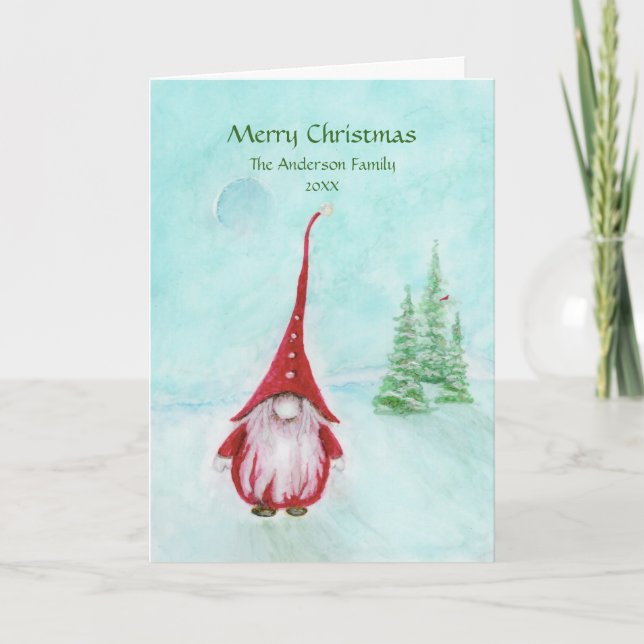 Gnome Merry Christmas Custom Holiday Card (Front)