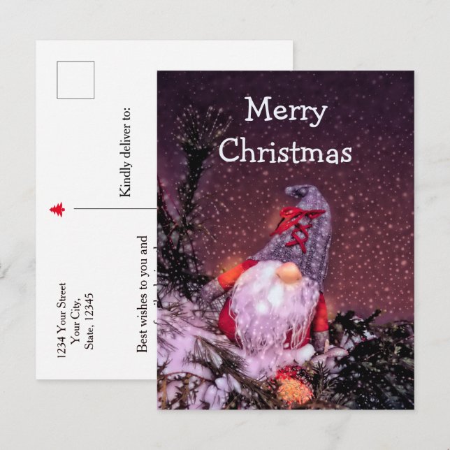Gnome Merry Christmas For The Holidays Postcard (Front/Back)