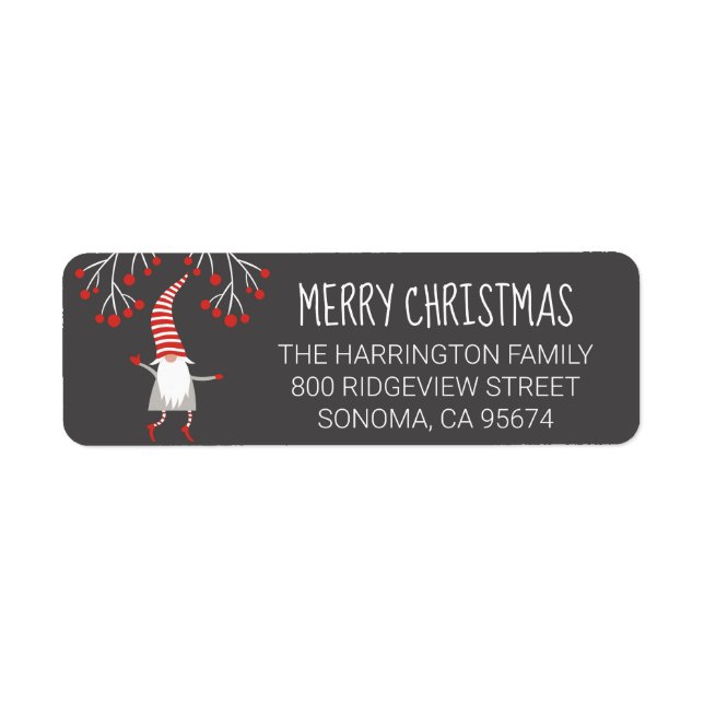 Gnome Merry Christmas Holiday Return Address Label (Front)
