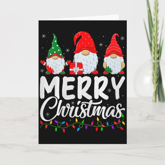 Gnome Merry Christmas Pajamas Matching Family Grou Card (Front)