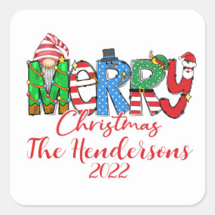Gnome, Merry Christmas Square Sticker
