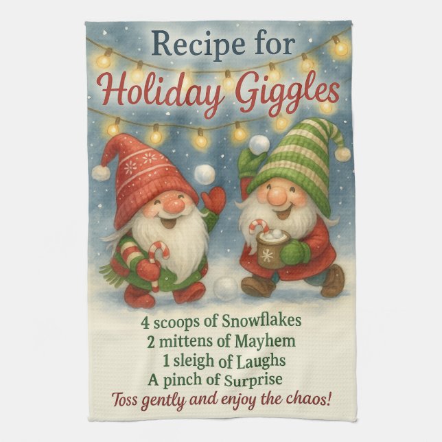 Gnome Mischief Recipe Tea Towel (Vertical)