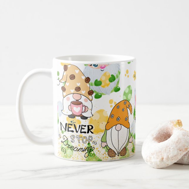 GNOME never stop dream, for Gnome Lovers, Coffe Coffee Mug (With Donut)