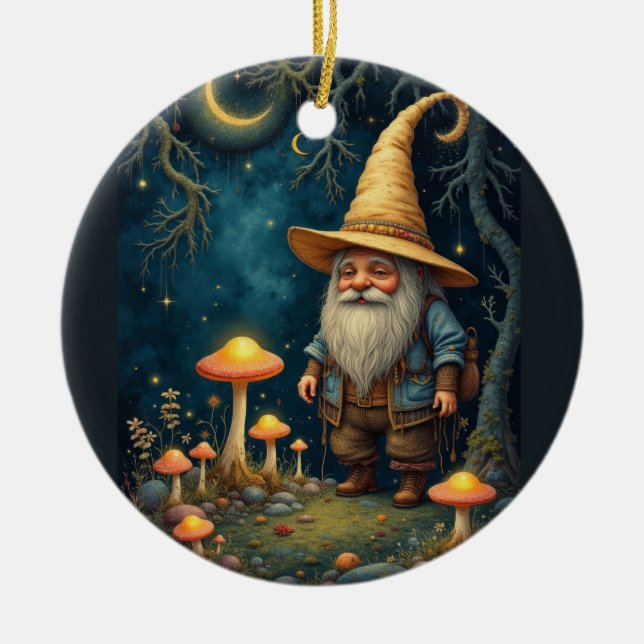 Gnome night ceramic tree decoration (Front)