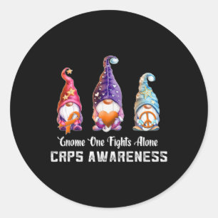 Gnome Nobody Fights Rsd Crps Awareness Alone Crps Classic Round Sticker