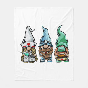 Gnome Nurse And Doctor Squad Quarantine 2020 Gifts Fleece Blanket