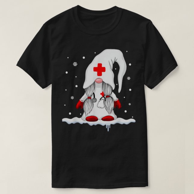 Gnome Nurse Funny Nursing Merry Christmas Gifts Me T-Shirt (Design Front)