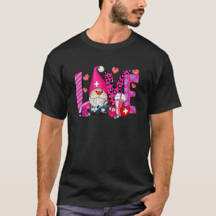Gnome Nurse Valentines Day Heart Stethoscope Love  T-Shirt